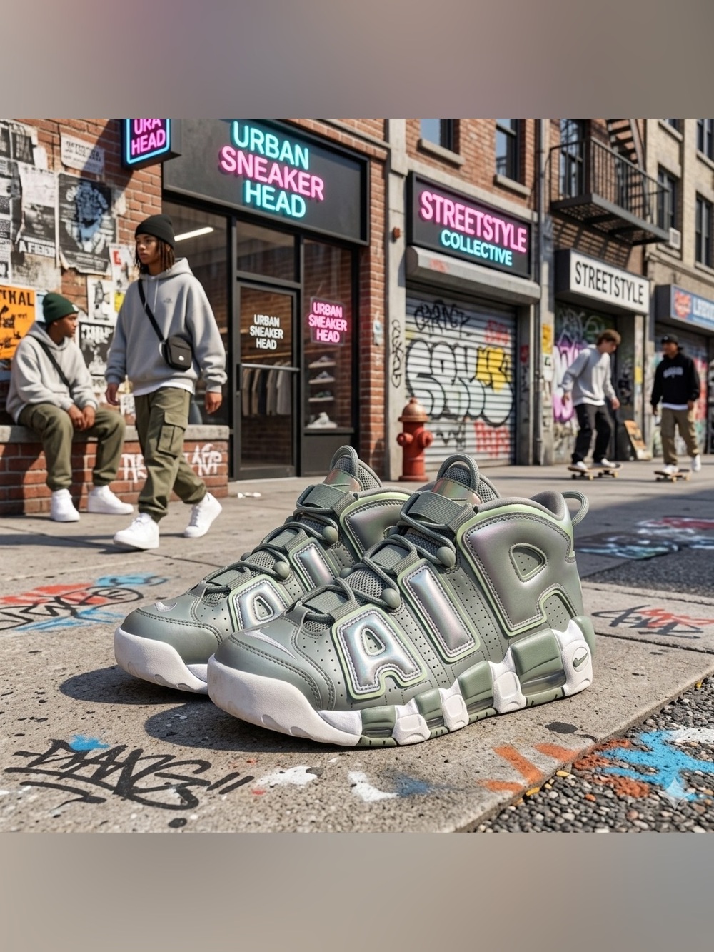🌟 Nike Air More Uptempo GS ‘Shine’ Olive Metallic - Size 7.5Y (Women’s 9) 🌟